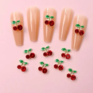 10 pcs Décorations strass cerise