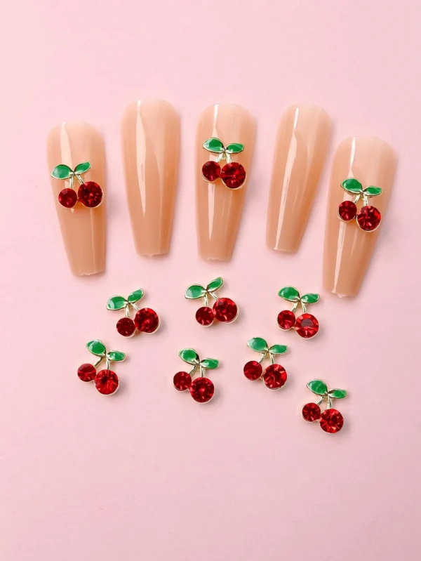 10 pcs Décorations strass cerise
