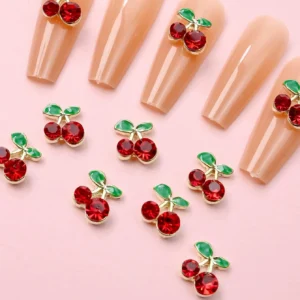 10 pcs Décorations strass cerise