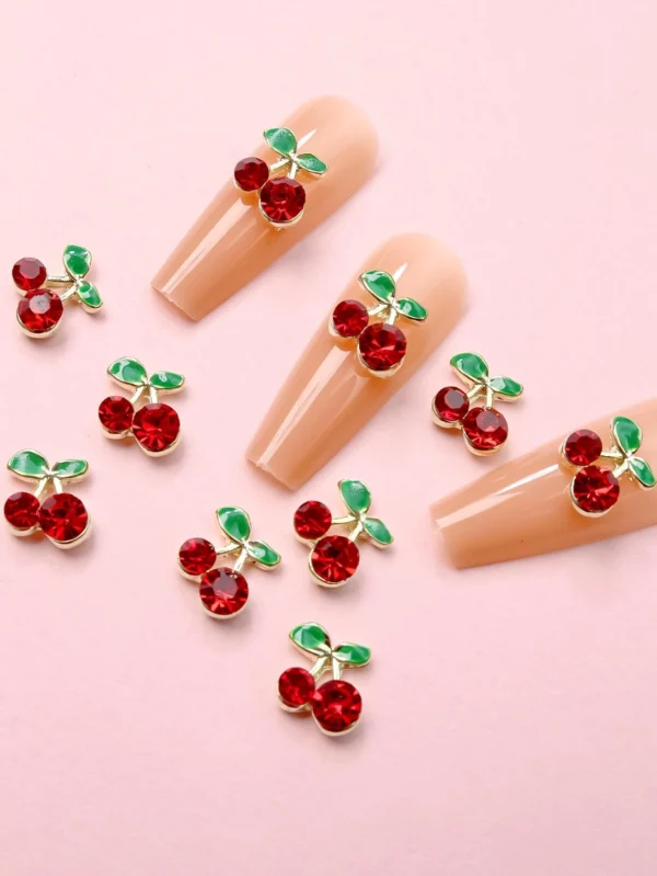 10 pcs Décorations strass cerise – Image 4
