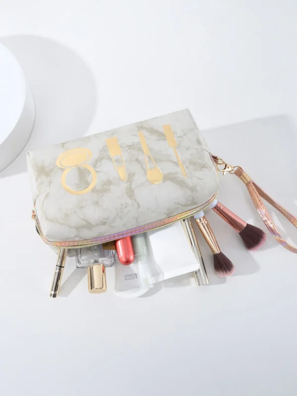 1 pc sac maquillage marbre gris – Image 2