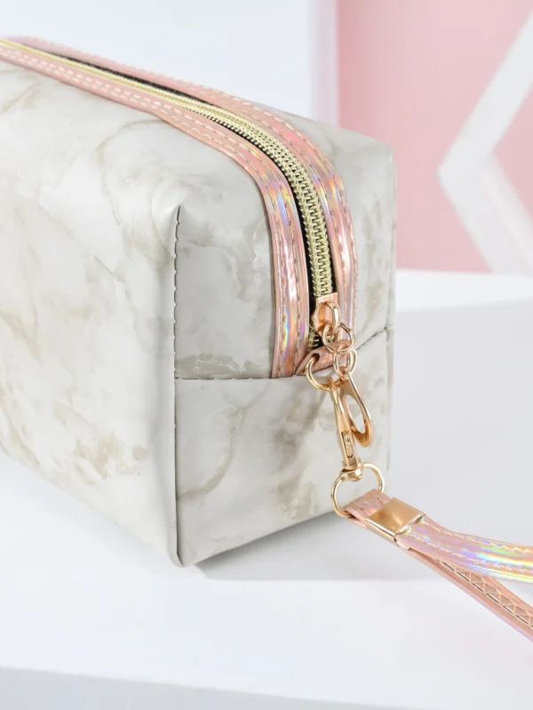 1 pc sac maquillage marbre gris – Image 4