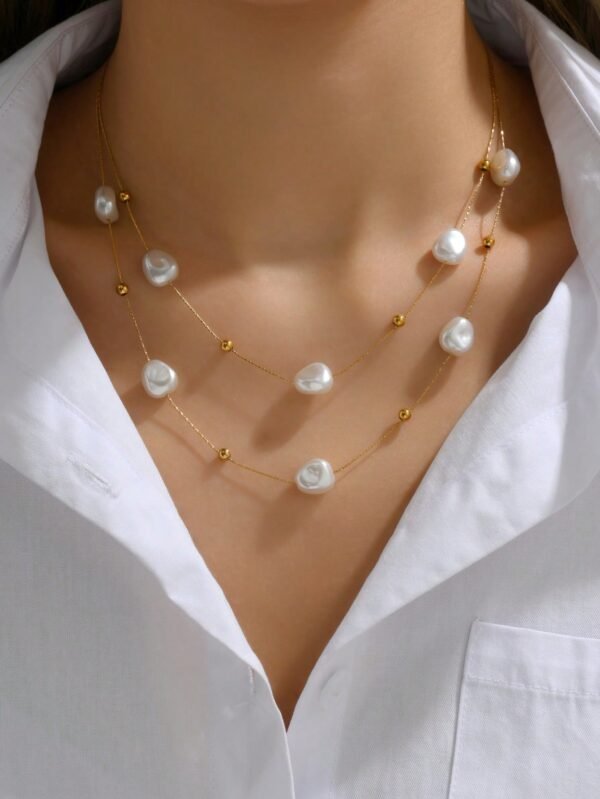 Collier perles patchwk double