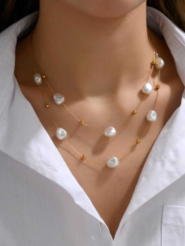 Collier perles patchwk double – Image 2