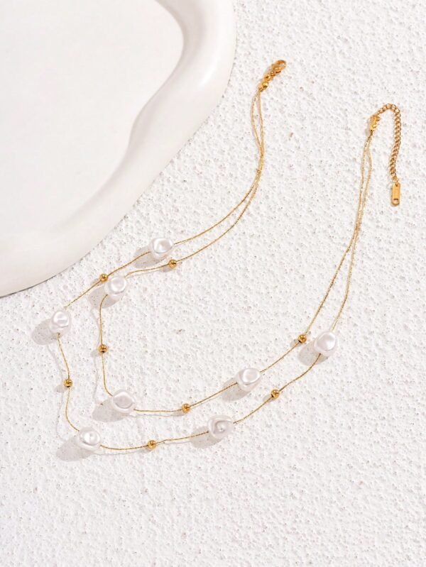 Collier perles patchwk double – Image 3