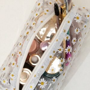 Sac maquillage carré marguerite PVC