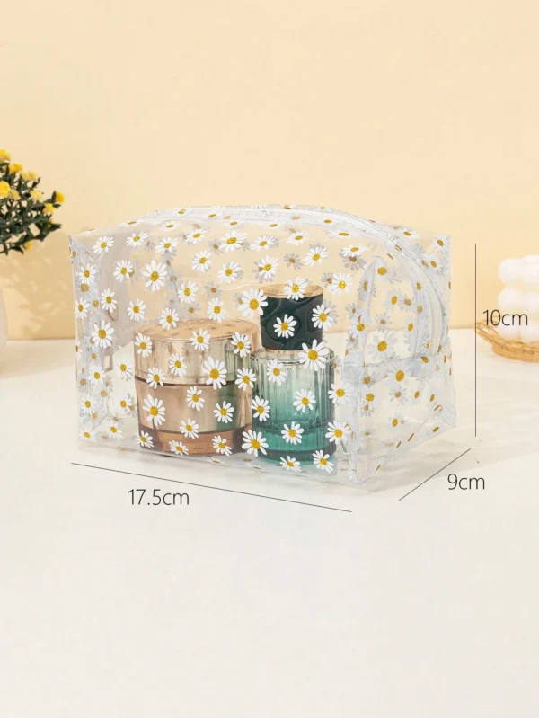 Sac maquillage carré marguerite PVC – Image 5