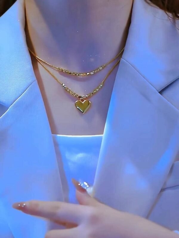 Collier Cœur Multi-rangs Femme – Image 3