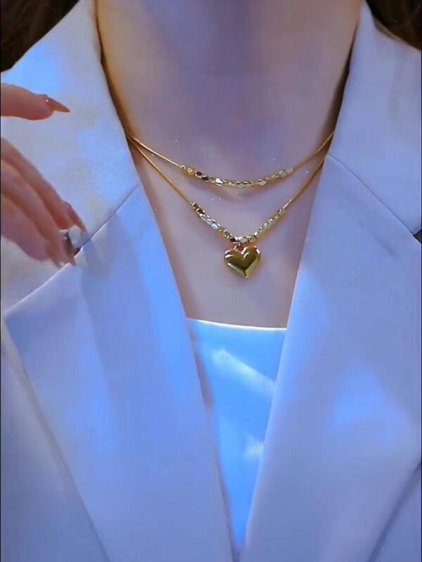 Collier Cœur Multi-rangs Femme – Image 4