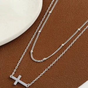 Collier Croix Perlé Couches