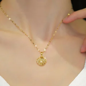 Collier Perle Coquille Incrustée