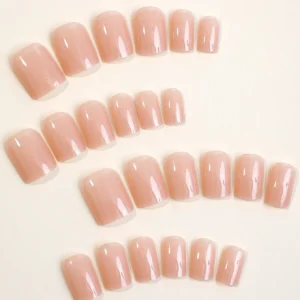 24 pcs ongles carrés nude abricot