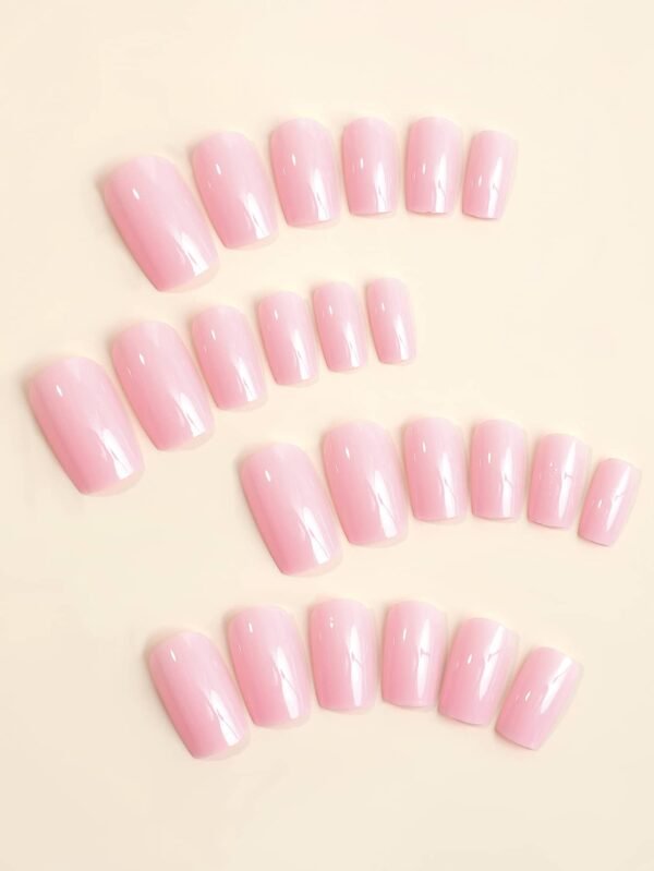 24 pcs ongles carrés longs rose – Image 2