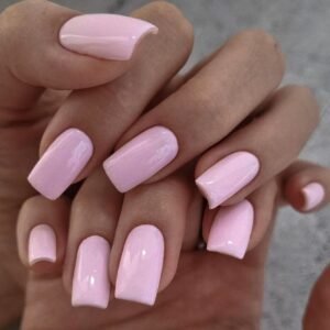 24 pcs ongles carrés longs rose