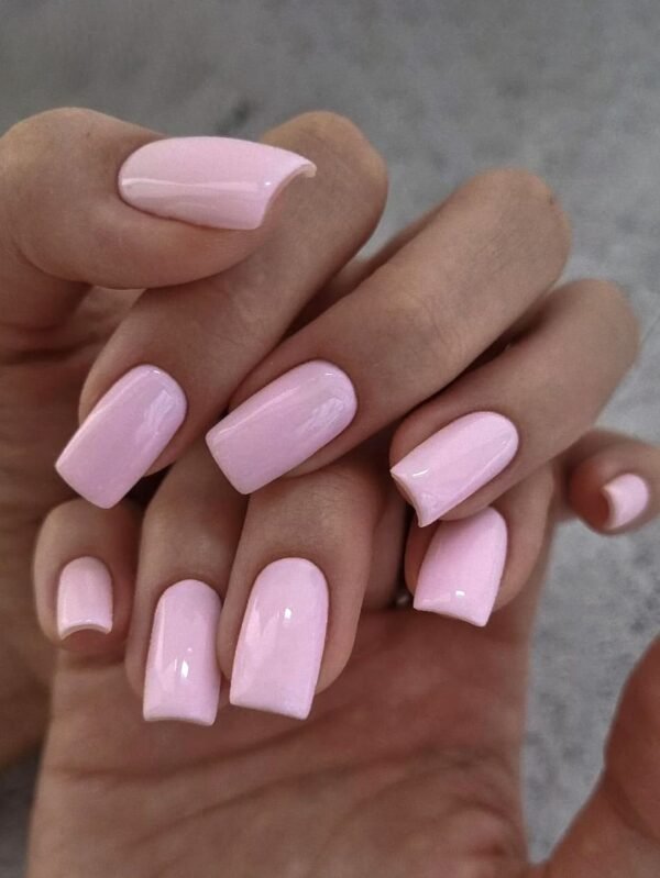 24 pcs ongles carrés longs rose