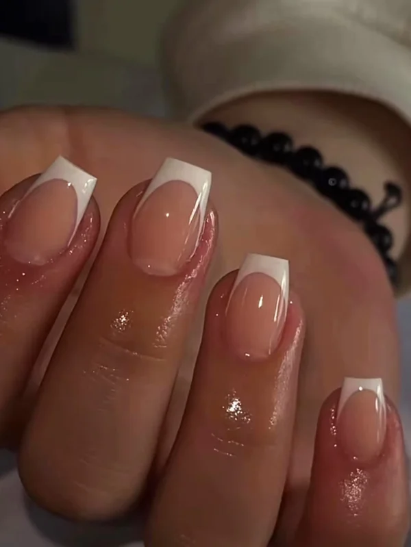 24 pcs ongles blancs français