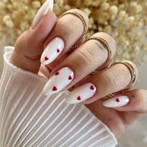 24 pcs faux ongles amande rouge