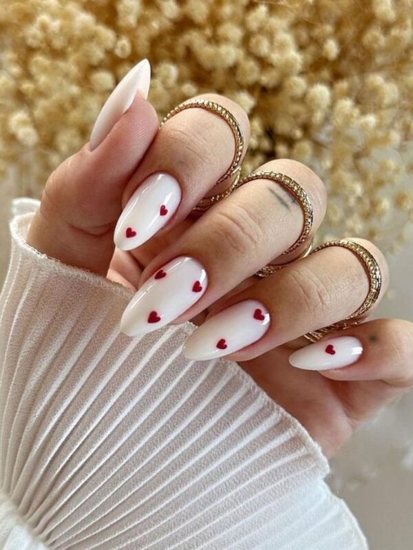 24 pcs faux ongles amande rouge