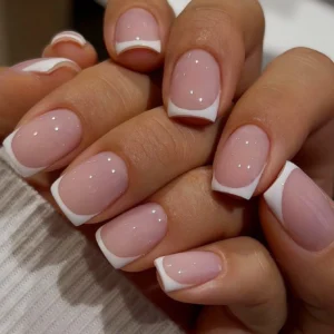 24 pcs ongles carrés blancs