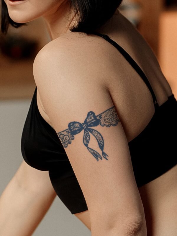 1 feuille tattoo nœud bleu – Image 3