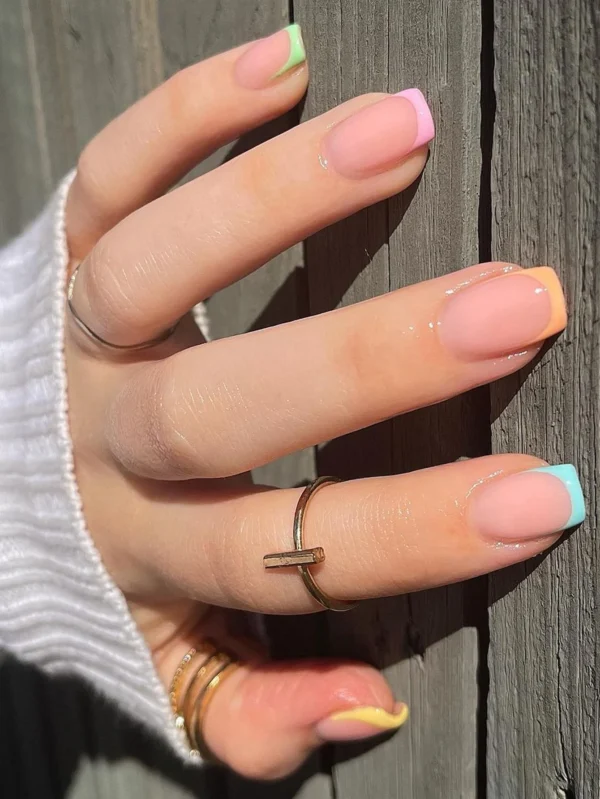 24 pcs ongles amande dégradé rose