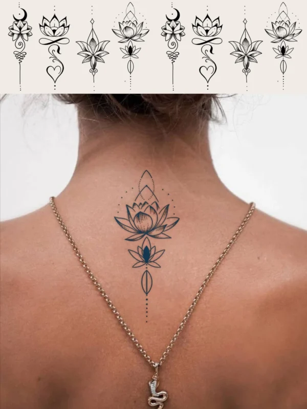2 pcs tatouages lotus bleu
