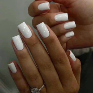 24 pcs ongles carrés French blancs