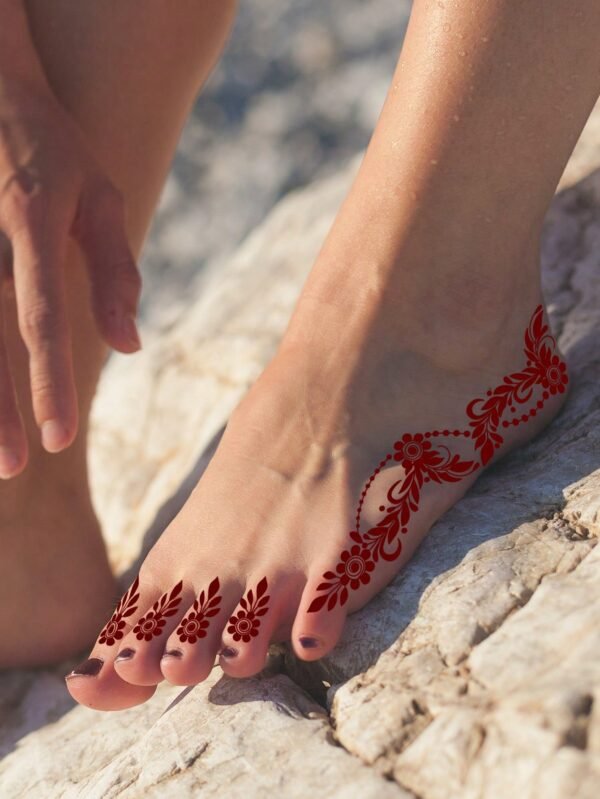 3 pcs tatouages fleurs bordeaux – Image 9