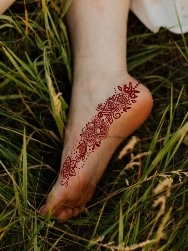 3 pcs tatouages fleurs bordeaux – Image 2
