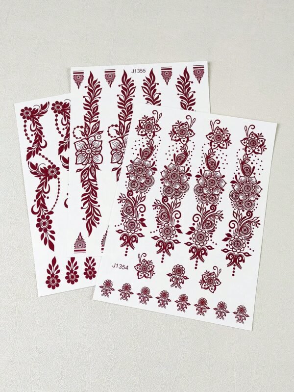 3 pcs tatouages fleurs bordeaux – Image 4