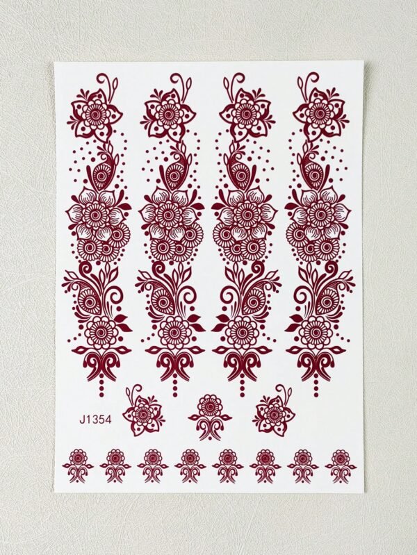3 pcs tatouages fleurs bordeaux – Image 8