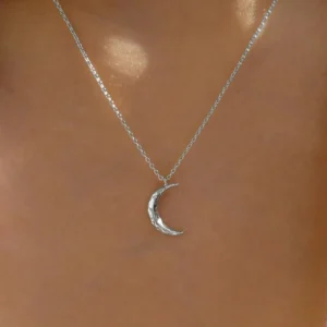 Collier Lune Argent Inox