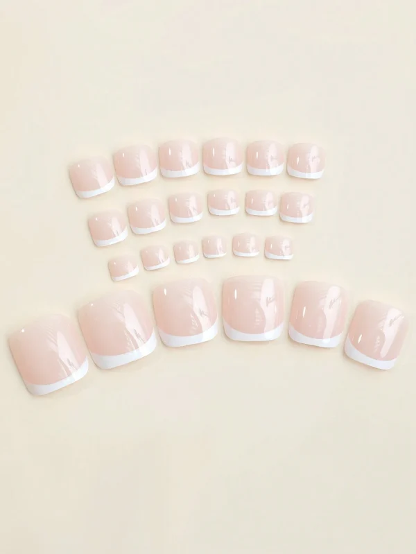 24 pcs ongles orteils French blancs – Image 3