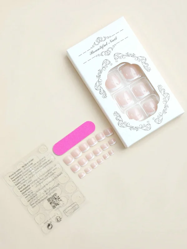 24 pcs ongles orteils French blancs – Image 2