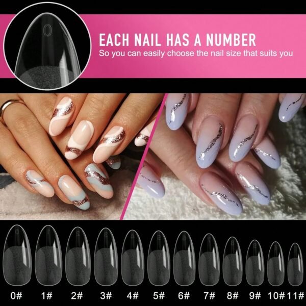 120 pcs ongles amande mats transparents – Image 6