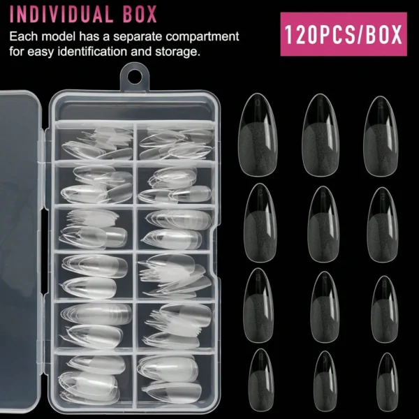120 pcs ongles amande mats transparents – Image 5