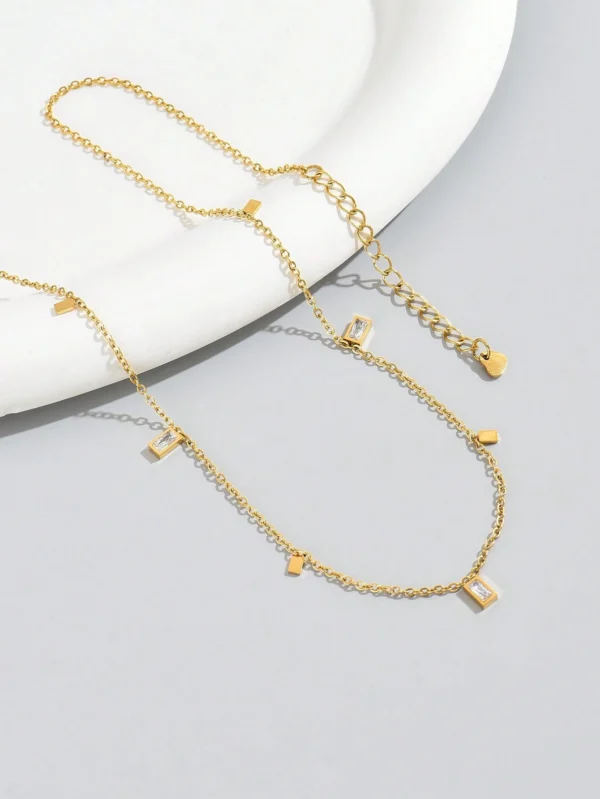 Collier Rectangle Simple Femme – Image 4