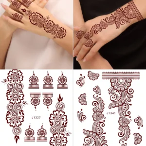 2 feuilles tattoos henné brun