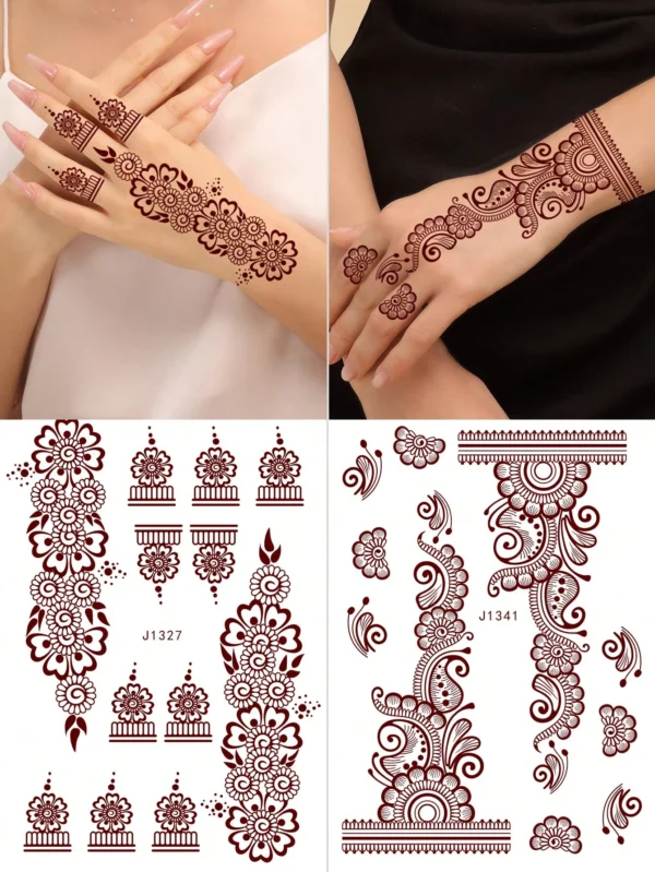 2 feuilles tattoos henné brun