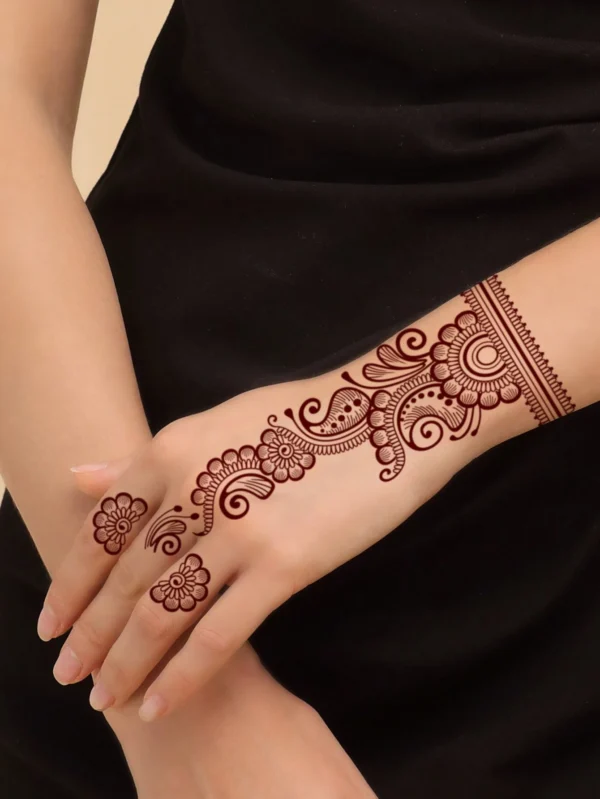 2 feuilles tattoos henné brun – Image 5