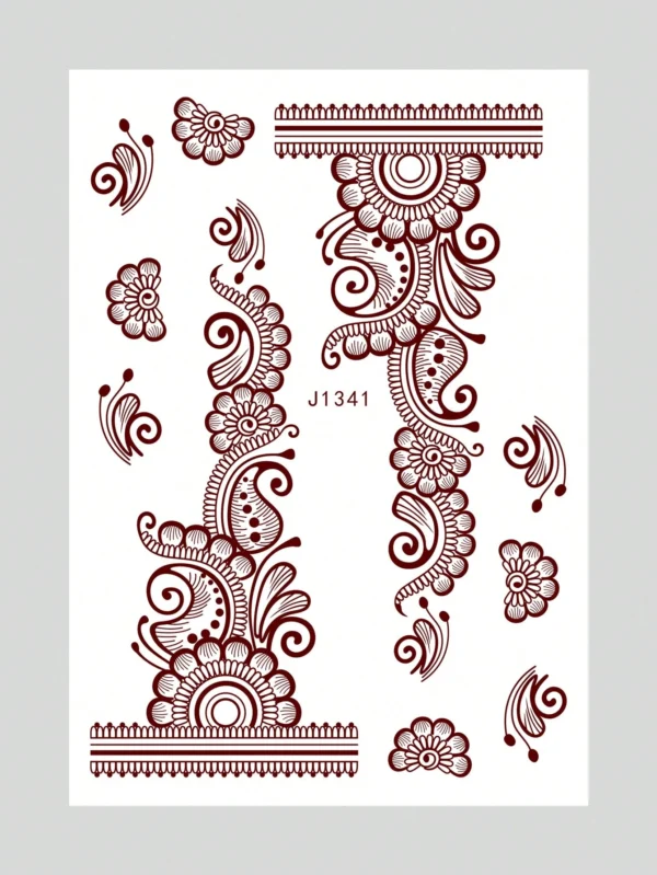 2 feuilles tattoos henné brun – Image 4