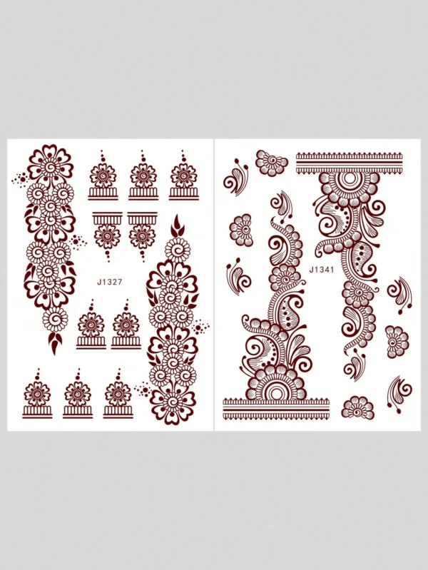 2 feuilles tattoos henné brun – Image 6