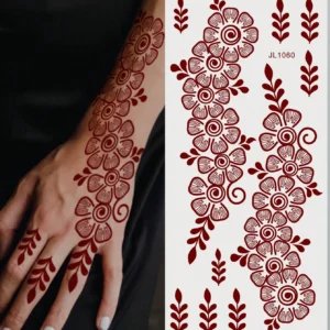 1 pc tatouage fleurs maroon