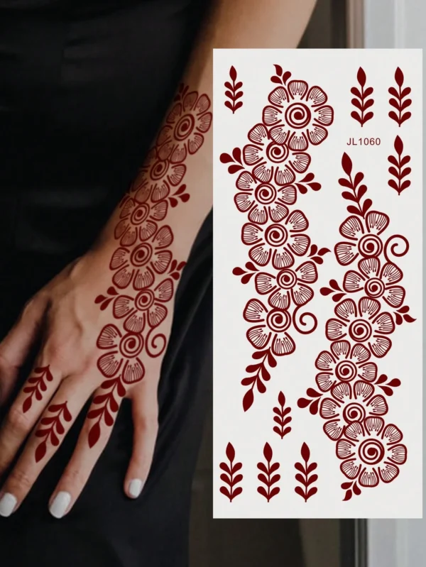 1 pc tatouage fleurs maroon