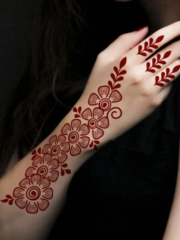 1 pc tatouage fleurs maroon – Image 2