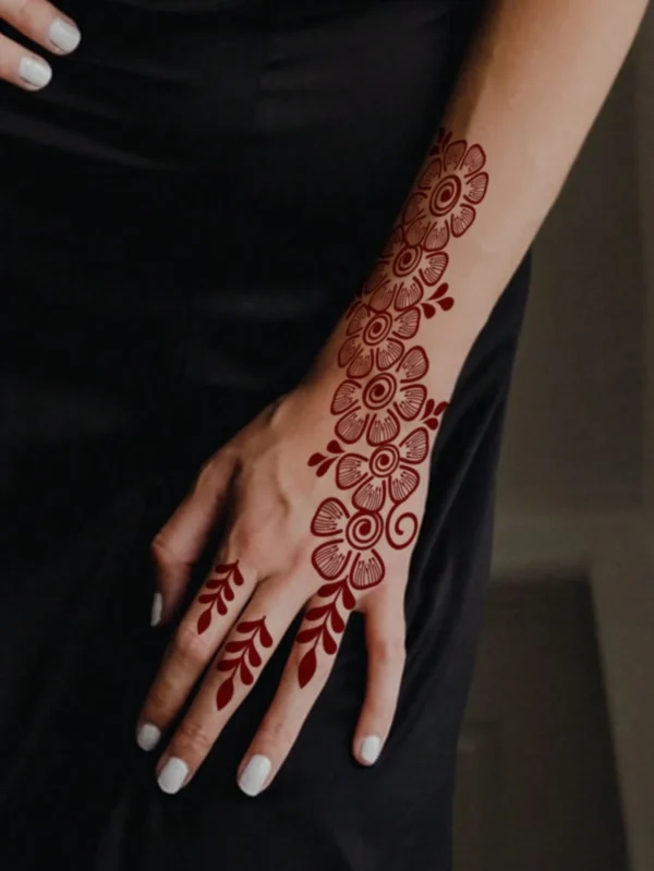 1 pc tatouage fleurs maroon – Image 4