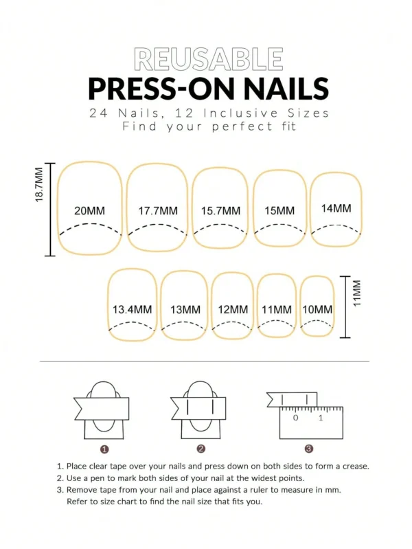 24 pcs ongles French courts carrés – Image 4