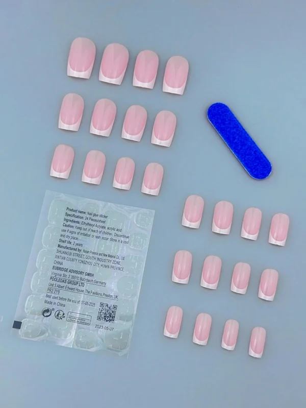24 pcs ongles courts French blancs – Image 2