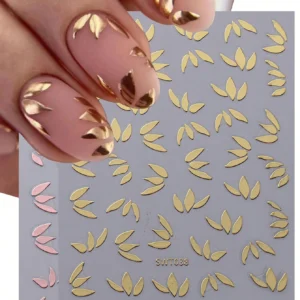 2 pcs Autocollants feuilles dorées