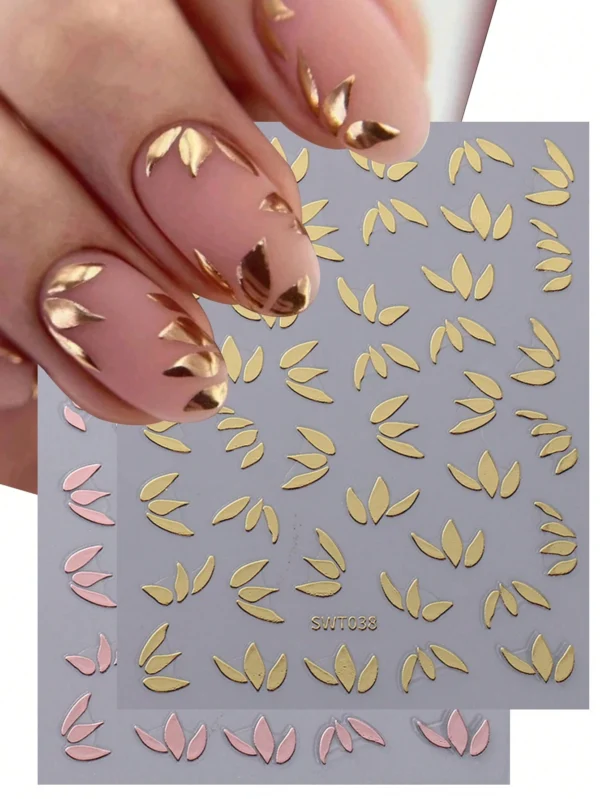 2 pcs Autocollants feuilles dorées